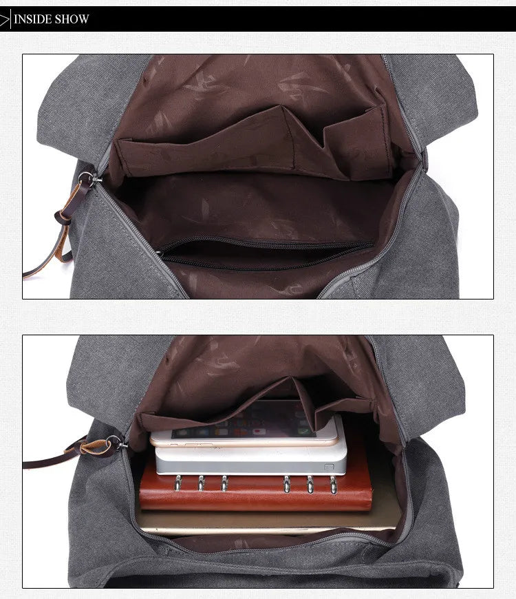 Coffee Canvas Multi-layer Shoulder Bag