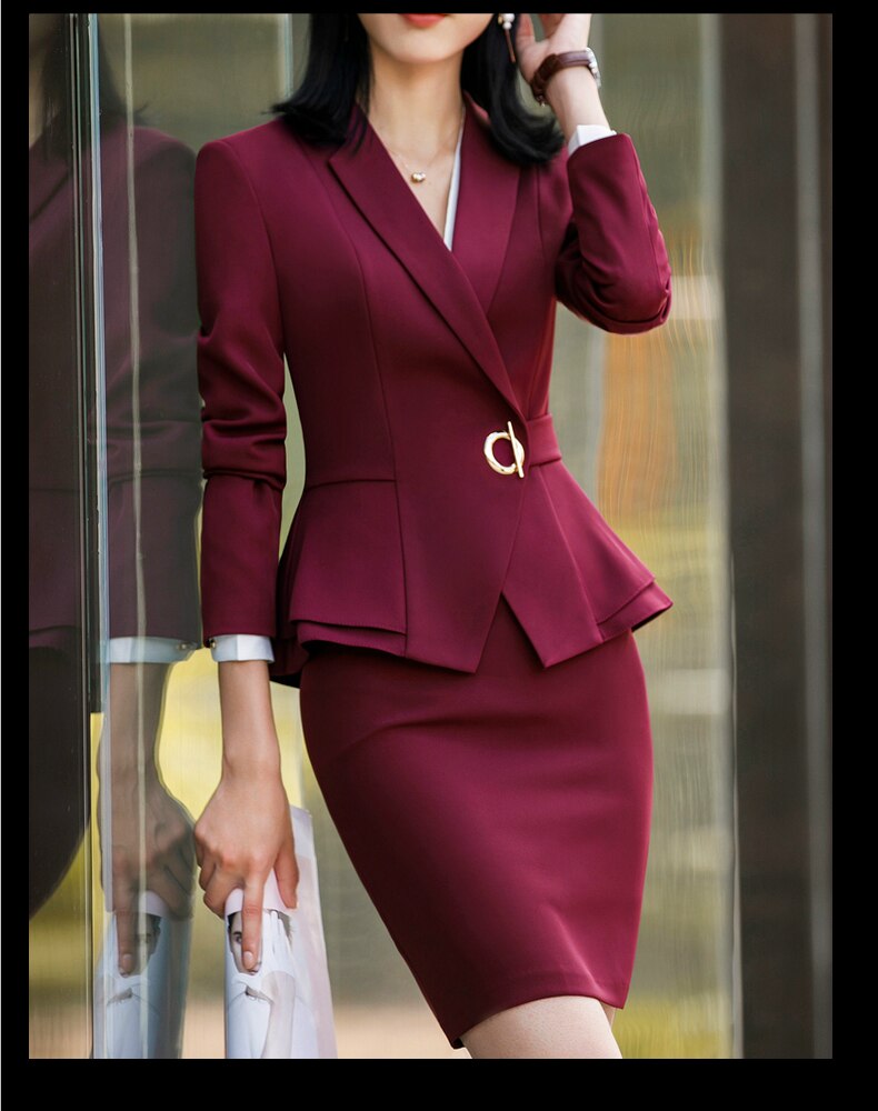 Two-piece Wine Red Event Outfit