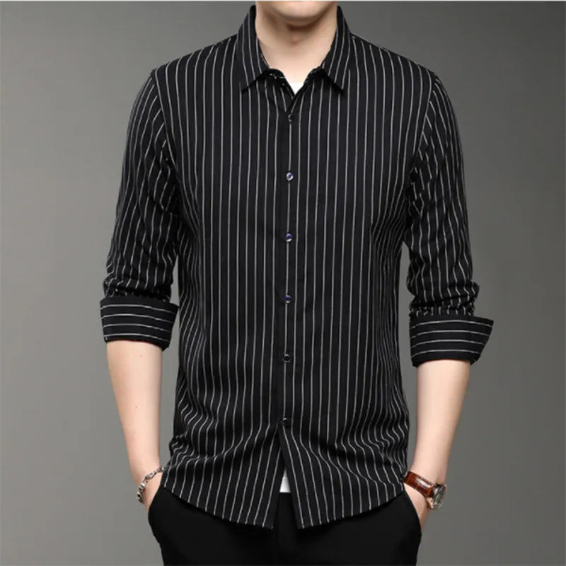 White Striped Stretch Shirt Slim Fit