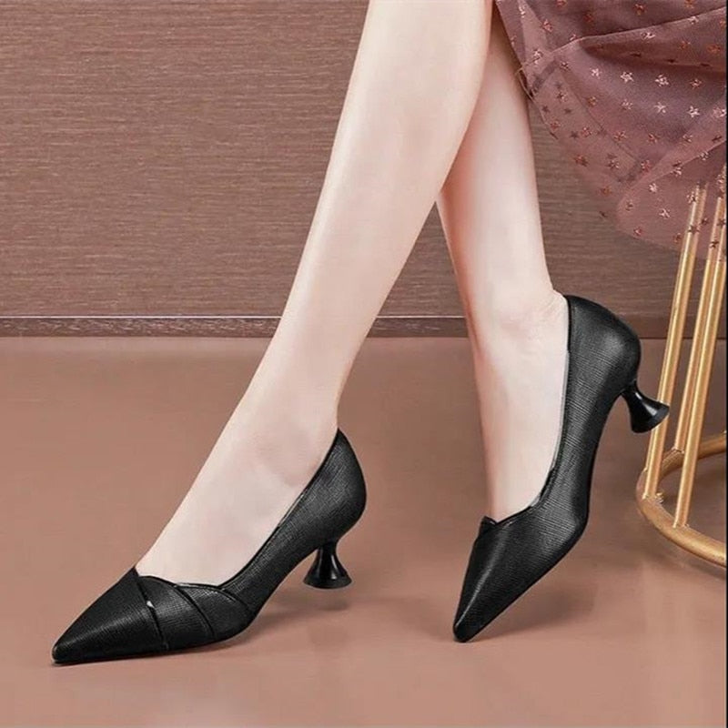 Black Mid Heel Dress Shoes