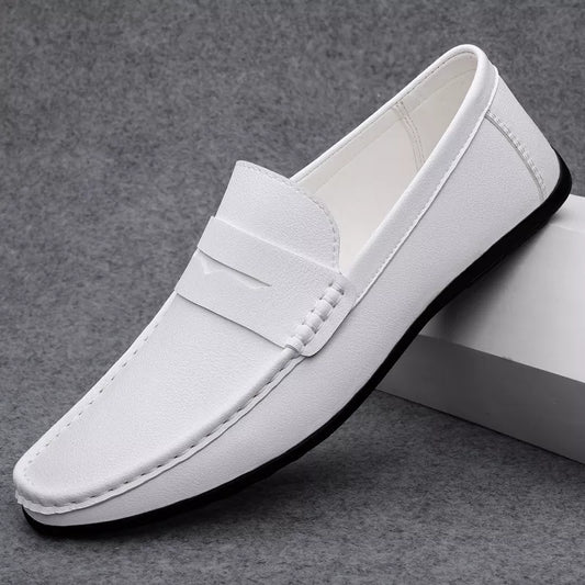 Witte leren casual loafers