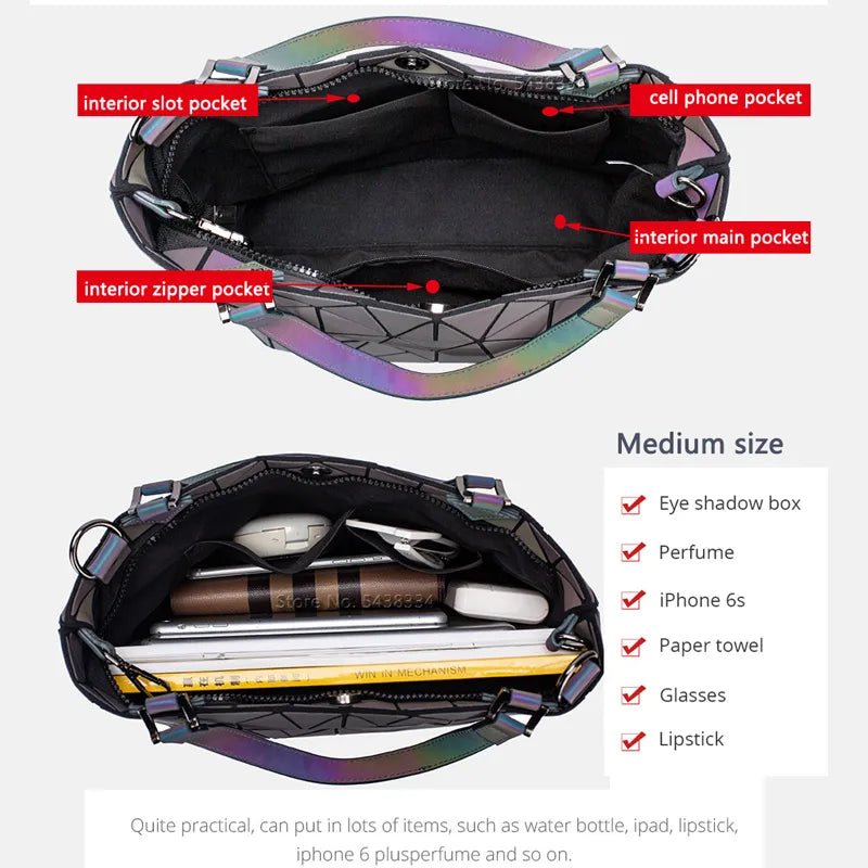 Schultertasche mit geometrischem Nieten