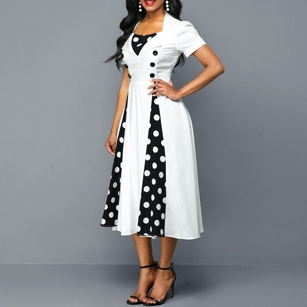 Dot Print Gown Dress