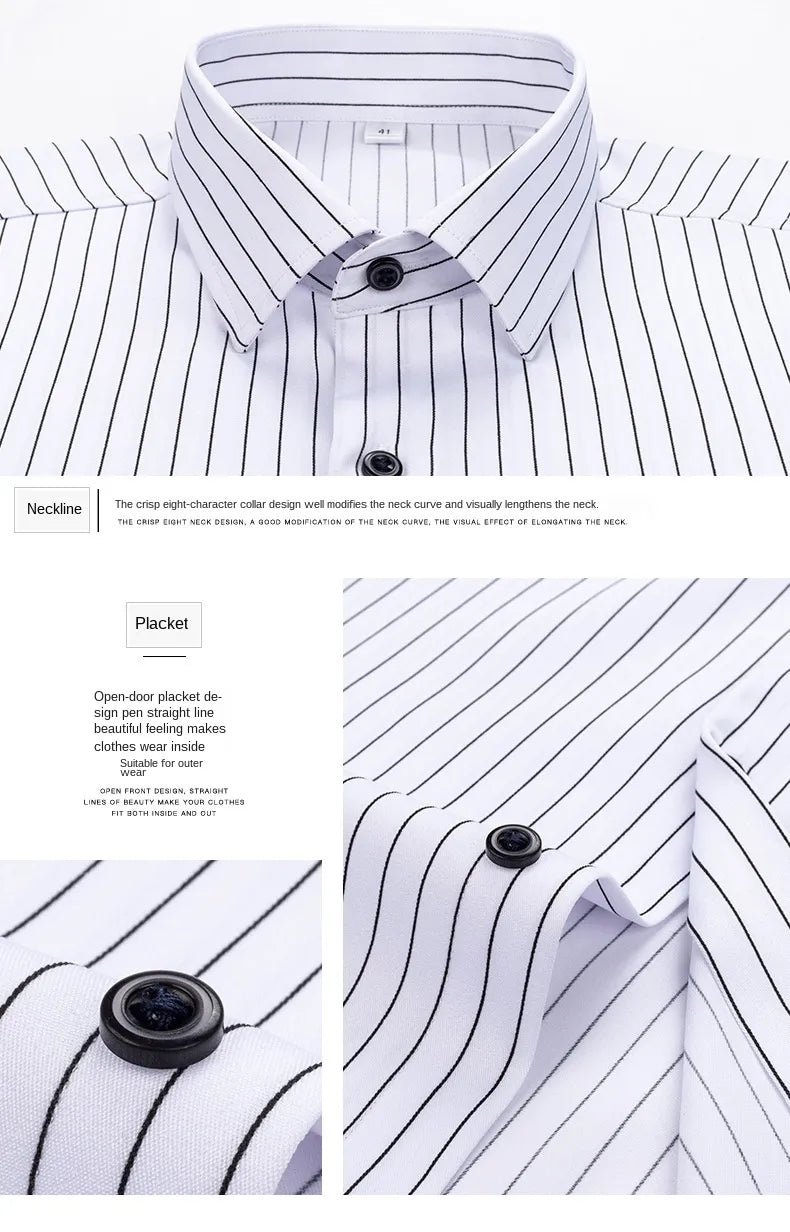 White Striped Stretch Shirt Slim Fit