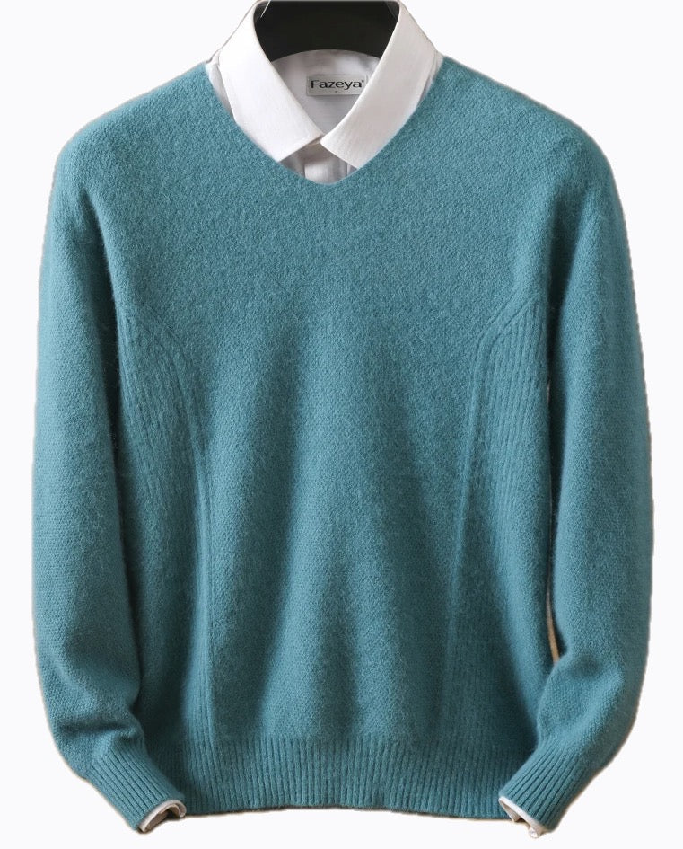 カシミアの緑のセータープルオーバー