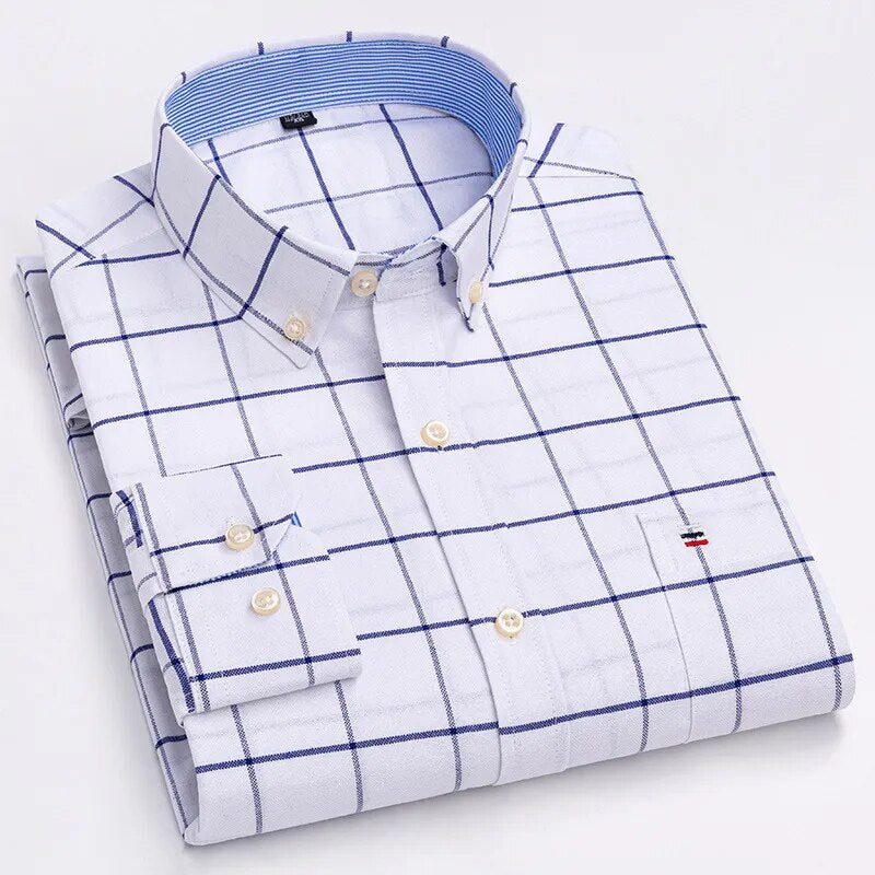 Camisa listrada algodão xadrez com botões