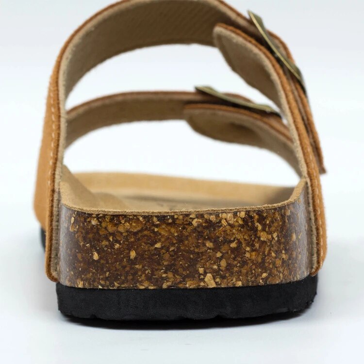 Black Microfiber Leather Cork Slippers