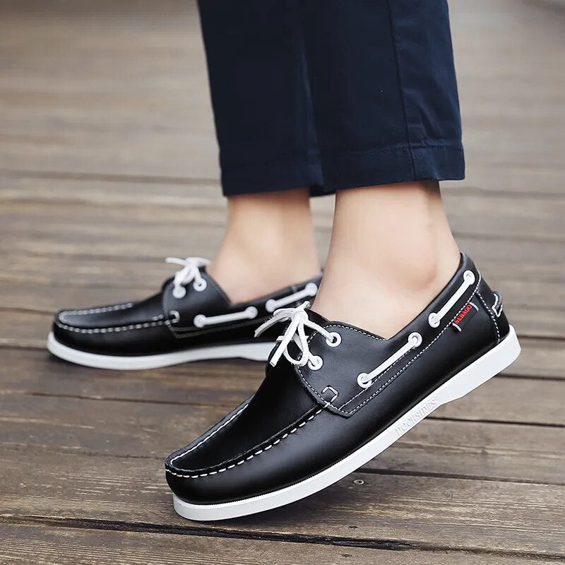 Zwarte casual leren dockside-loafers