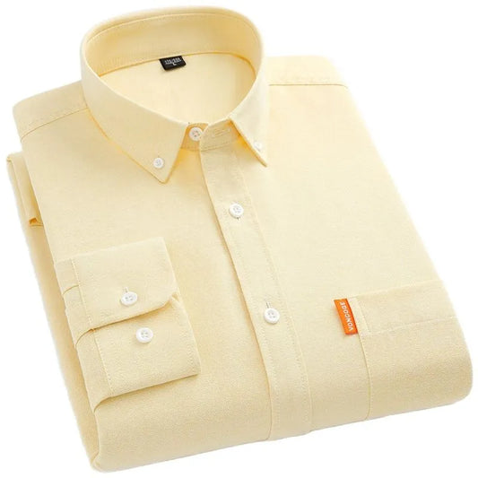 Camisa de bolso xadrez de algodão amarelo