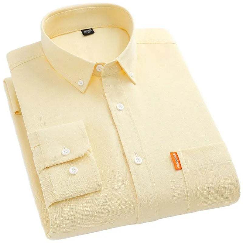 Camisa amarilla de algodón con bolsillo