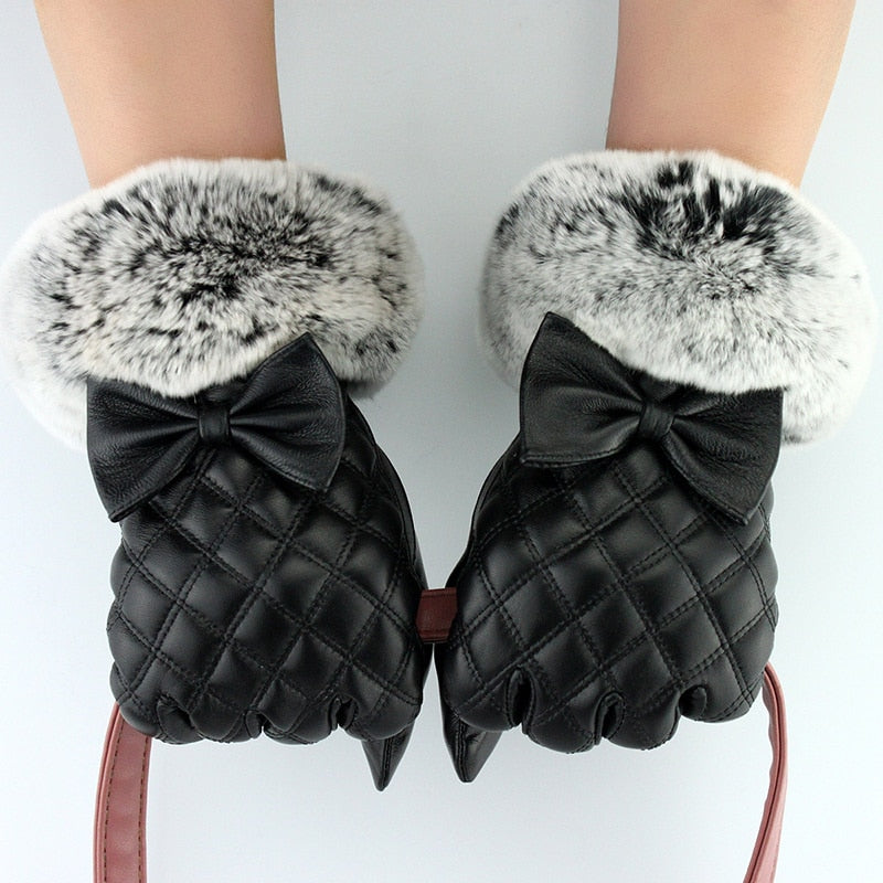 Women sheepskin fur gloves