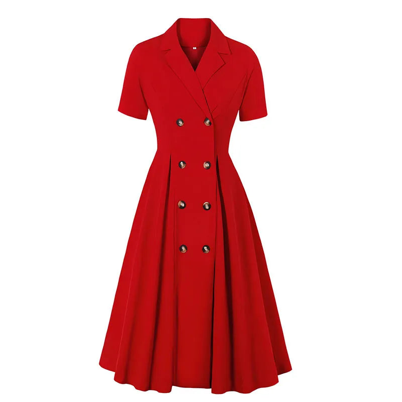 Robe rouge croisée à manches courtes