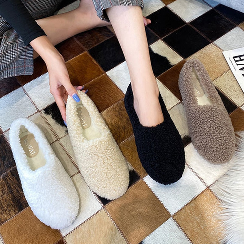 Curly Sheep Fur Cozy Loafers