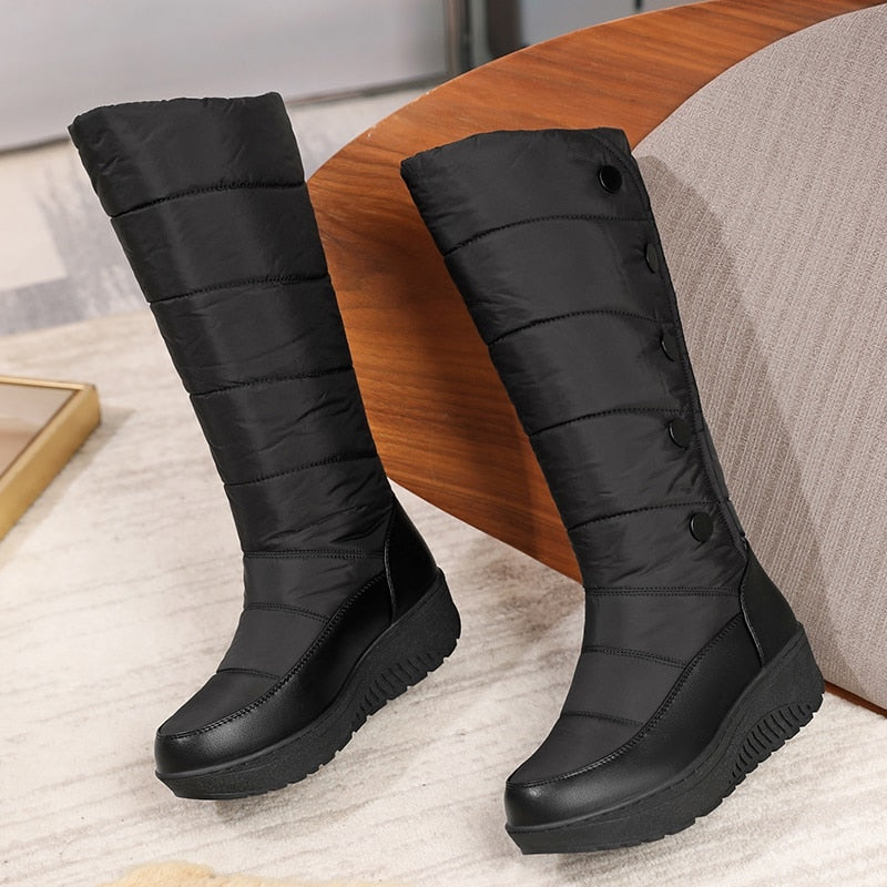 Wedge Snow Knee-High Cozy Boots