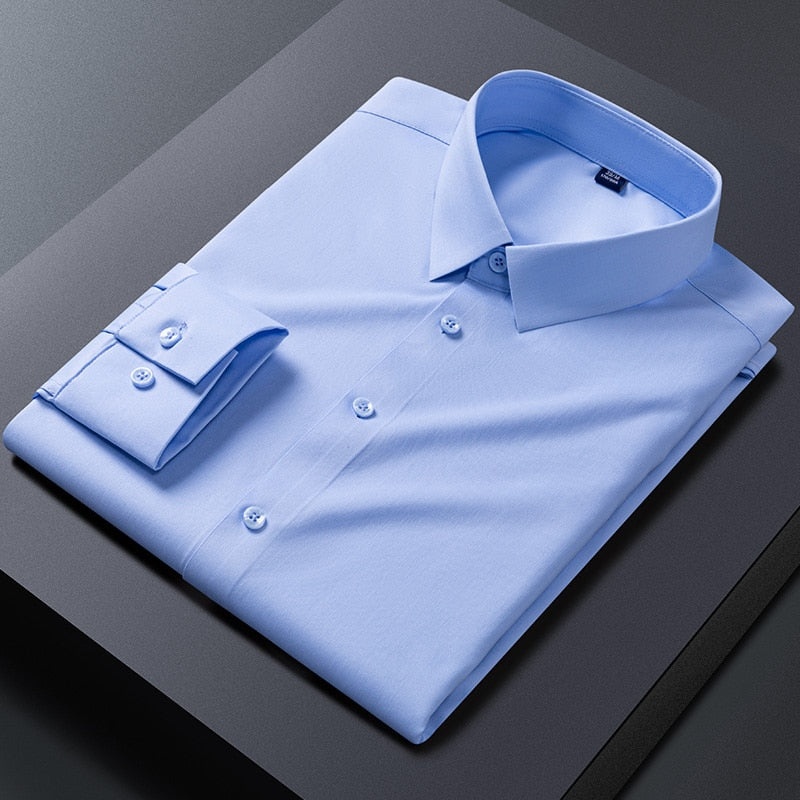 Camicia elegante blu cielo estensibile