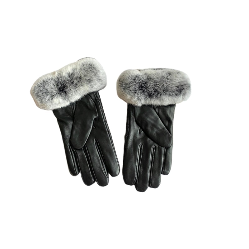 Women sheepskin fur gloves
