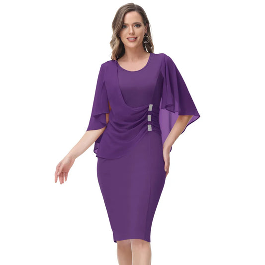 Conjunto com Sobreposição de Chiffon Roxo