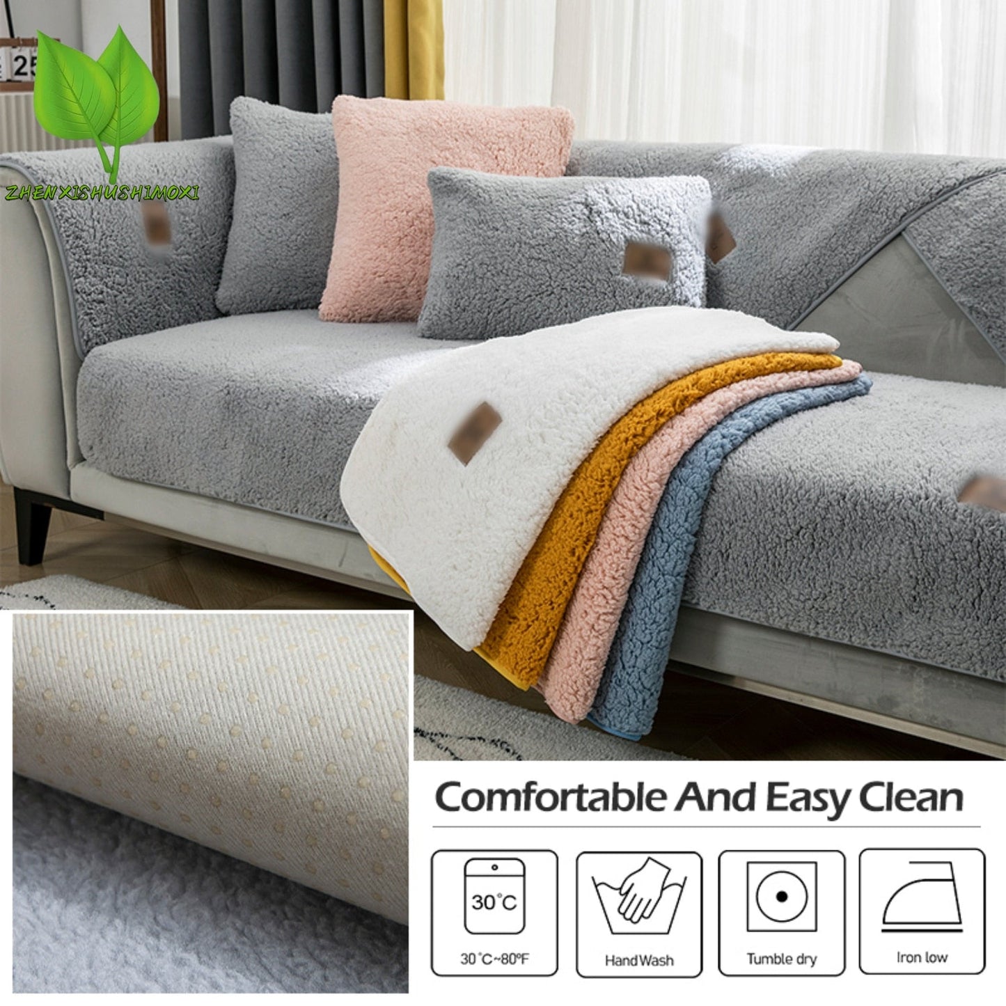 Capa extensível para sofá em lã de cordeiro