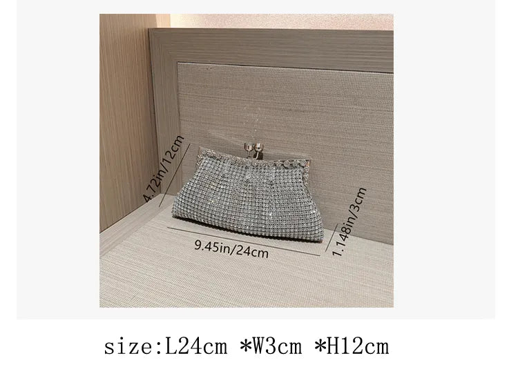 Silver Rhinestone Clutch Evening Purse