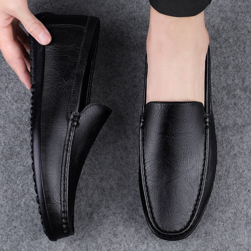 Handmade Leather Black Loafers