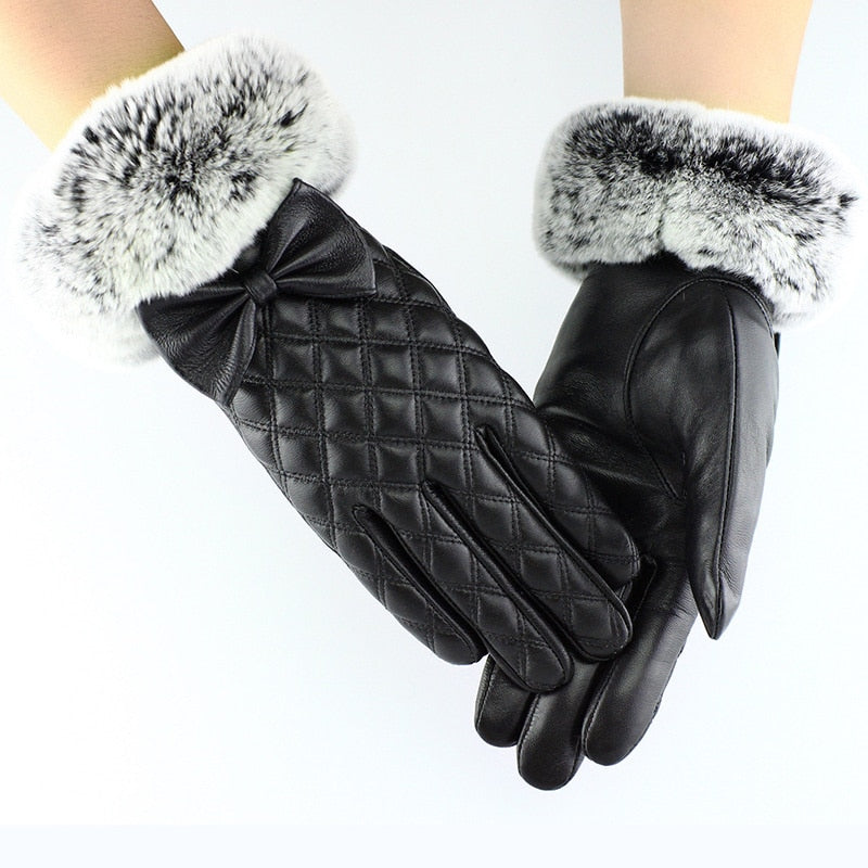 Women sheepskin fur gloves