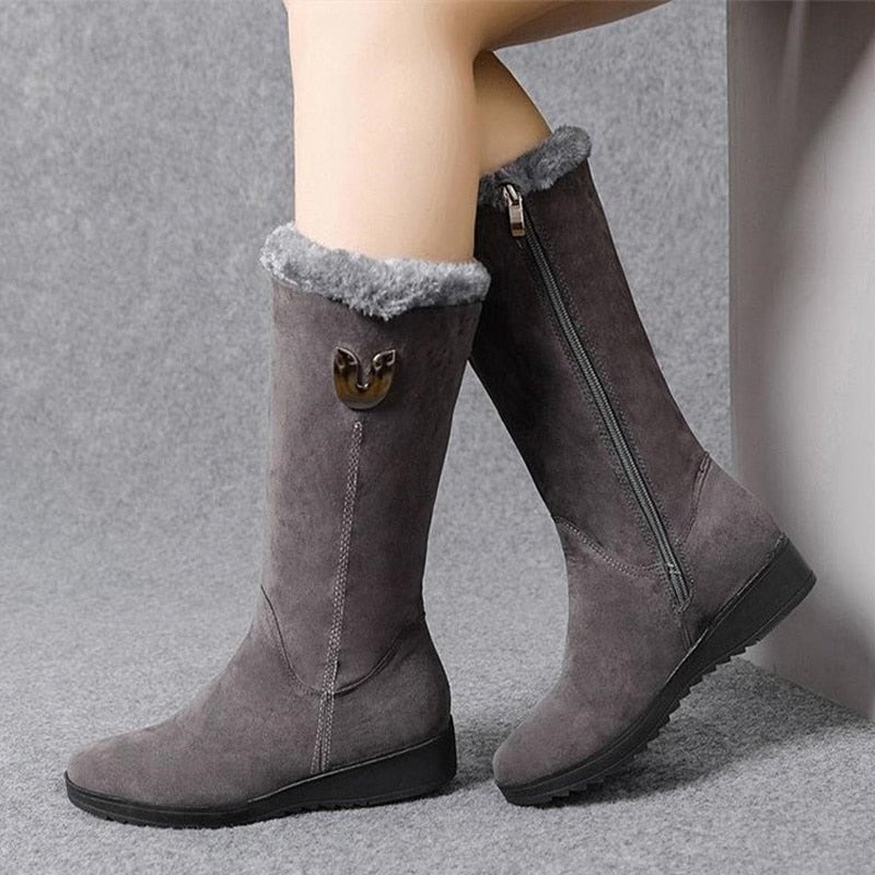 Bottes hautes mi-mollet chaudes