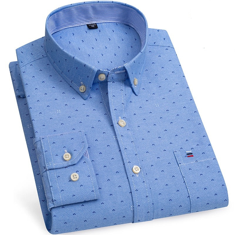 Camisa de algodón azul regular fit