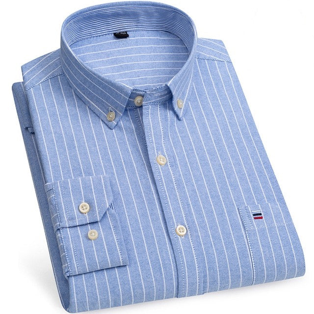 Camisa de algodón azul regular fit