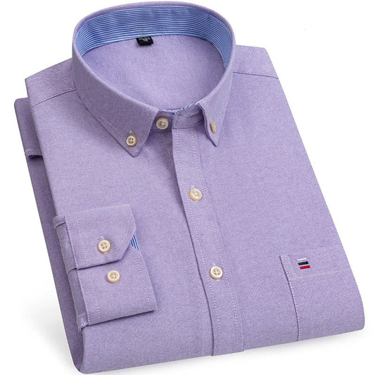 Camisa de algodón violeta claro Regular Fit