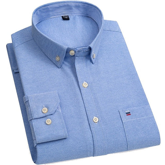 Camisa de algodón azul regular fit