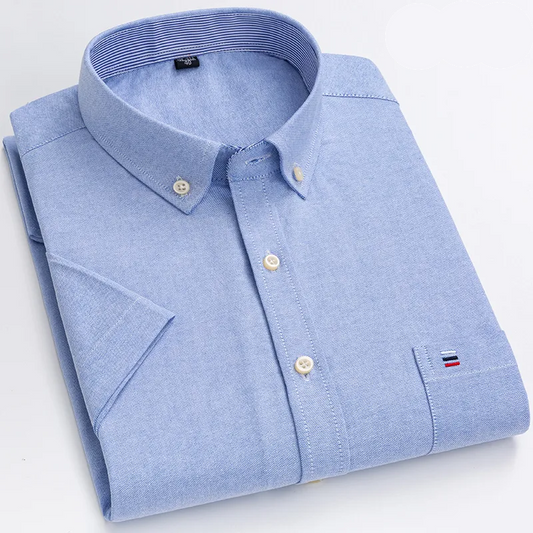 Camicia blu scozzese cotone maniche corte