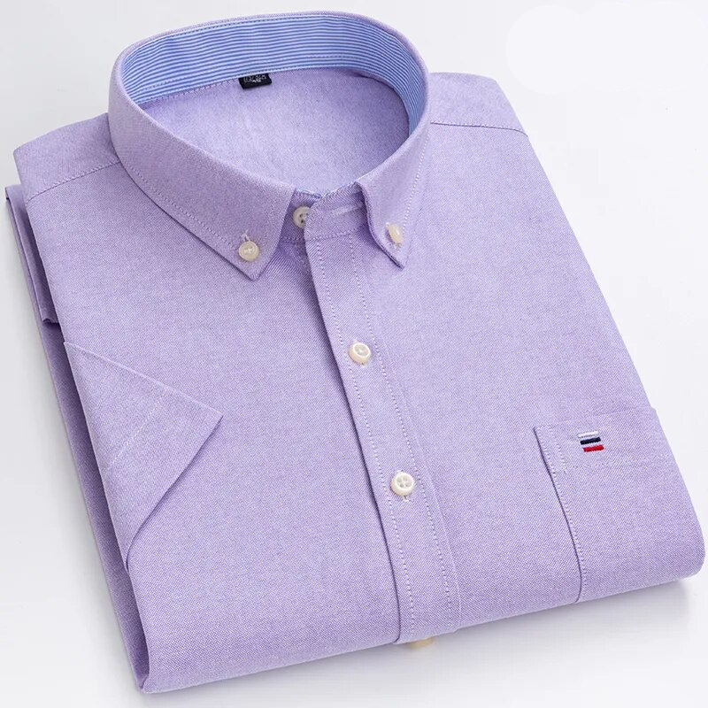 Chemise à carreaux en coton violet clair