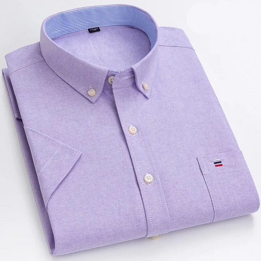 浅紫色棉质格子衬衫